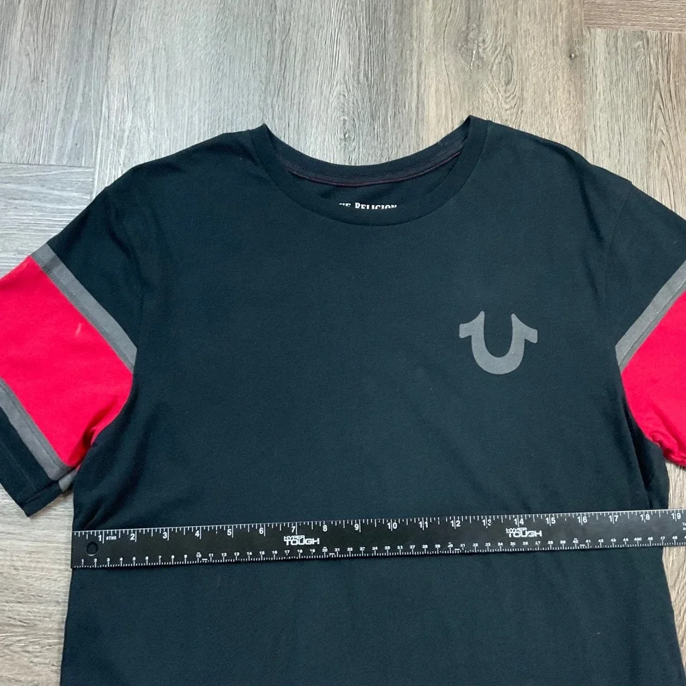 Y2K Vintage‎ True Religion Logo Graphic T-Shirt Mens Medium Black Red Classic